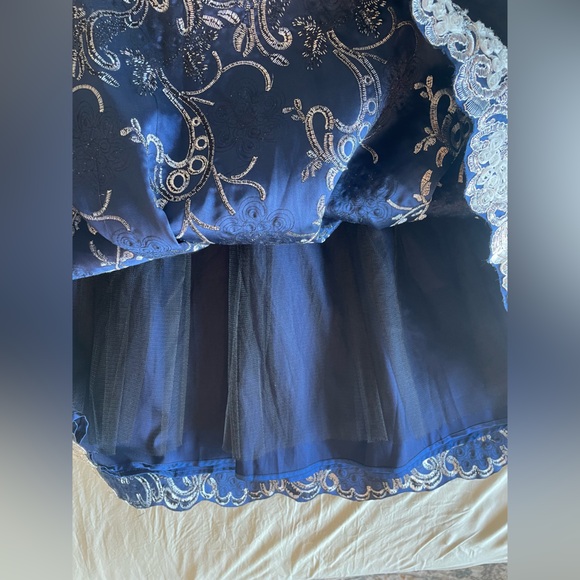 Chi Chi London Navy Tea Length Dress - Picture 3 of 8